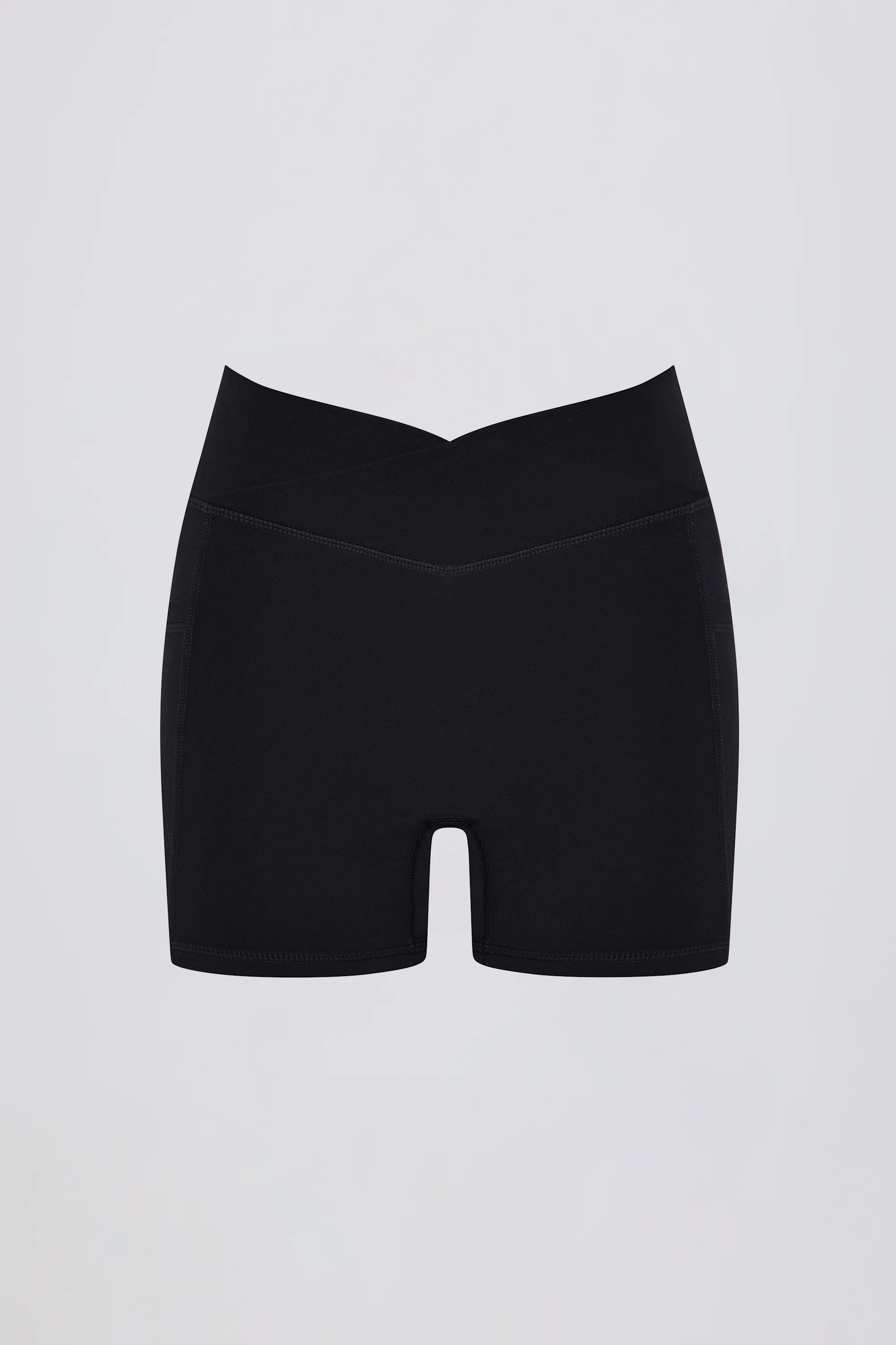 Soft Active V-Waist Pocket Mini Shorts in Black - Image 2