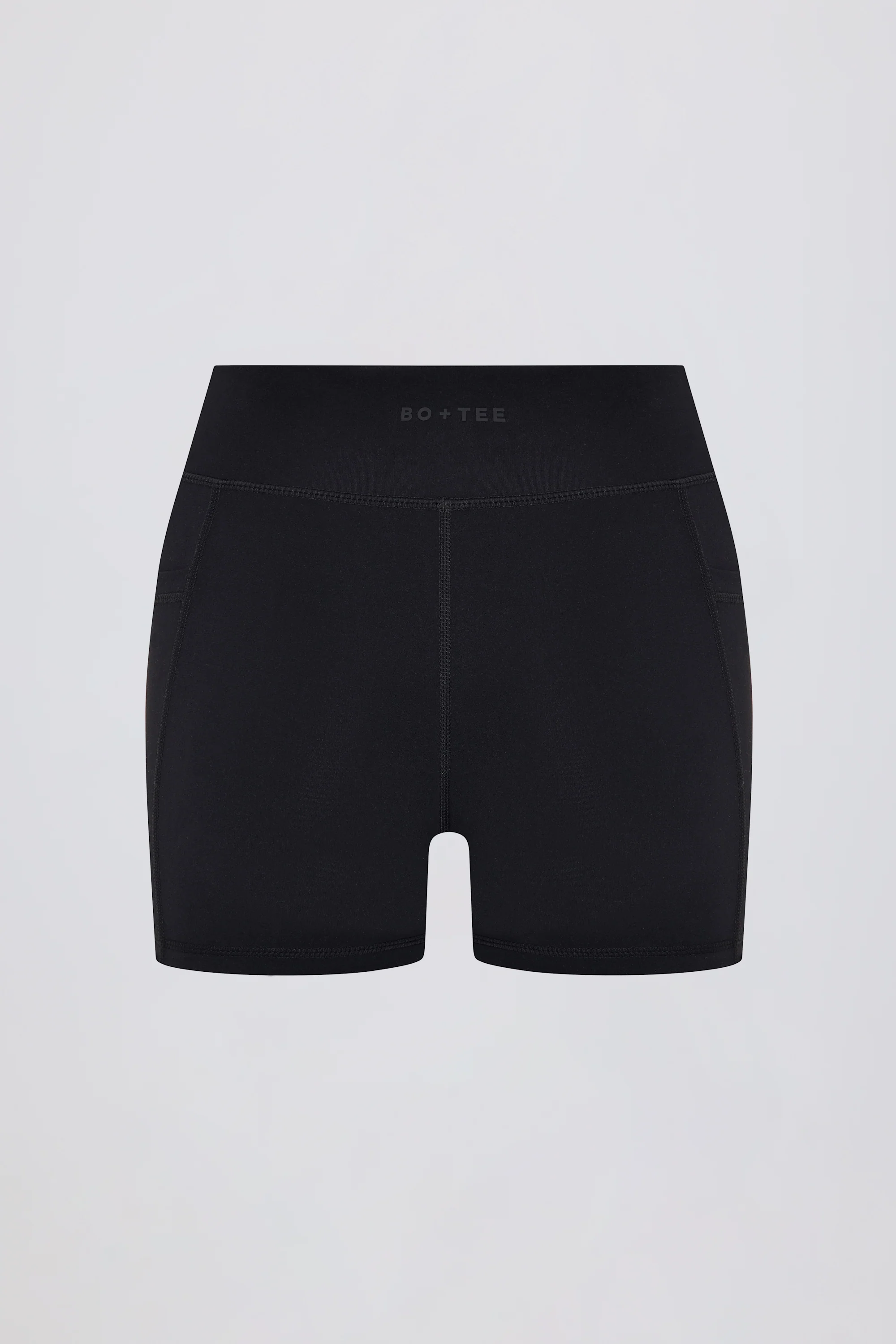 Soft Active V-Waist Pocket Mini Shorts in Black - Image 3