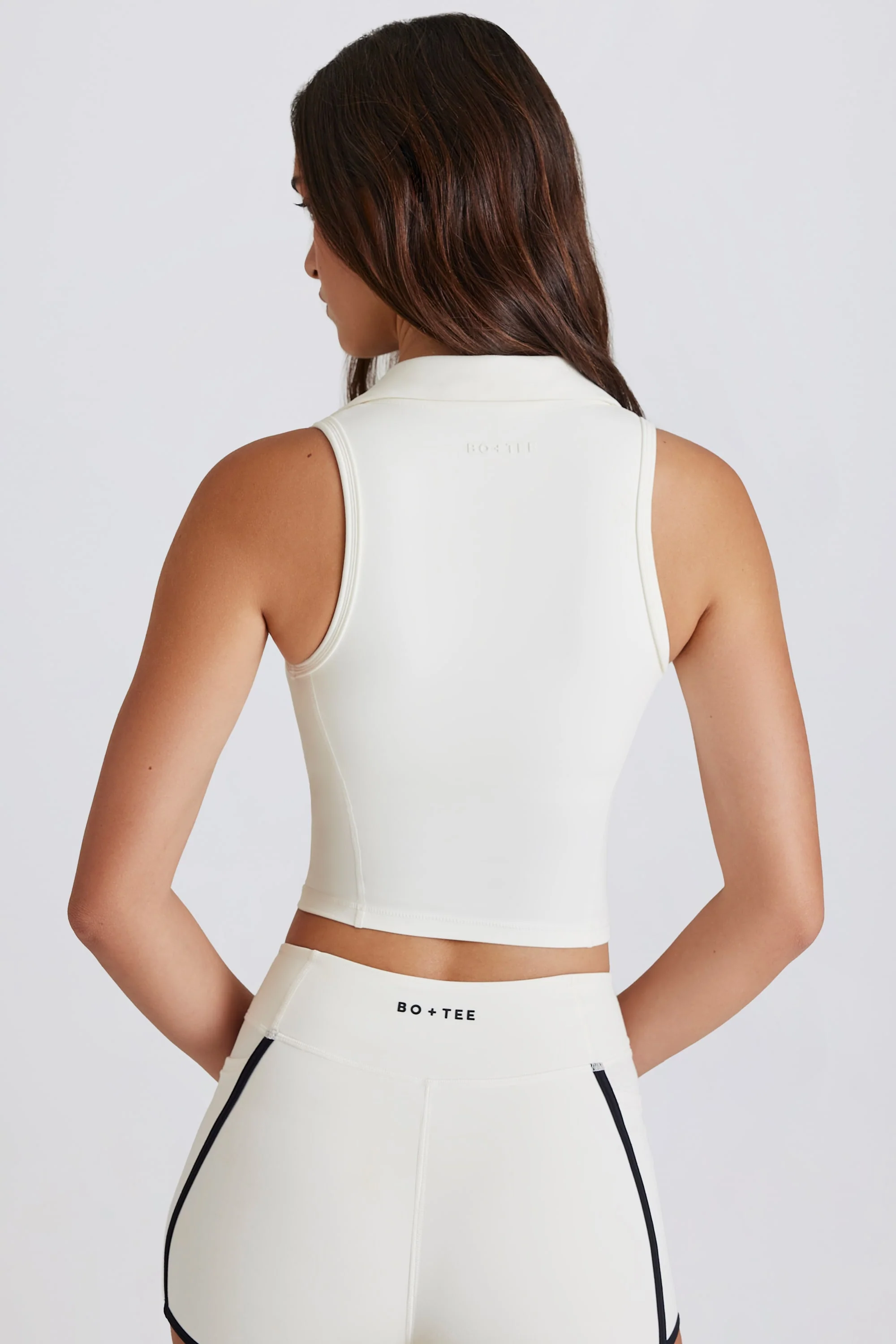 Soft Active Polo Crop Top in Coconut - Image 2