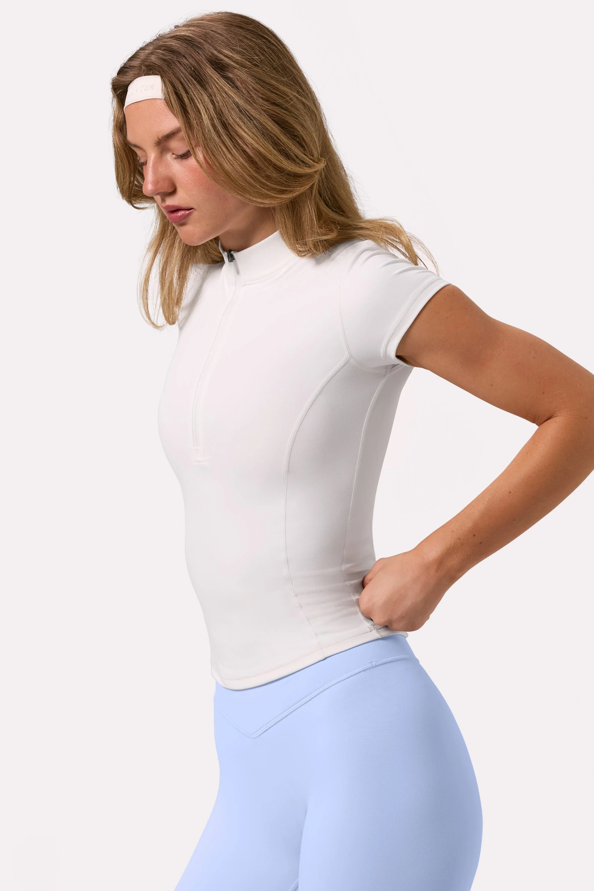 Soft Active Quarter-Zip Top in Coconut - Image 3