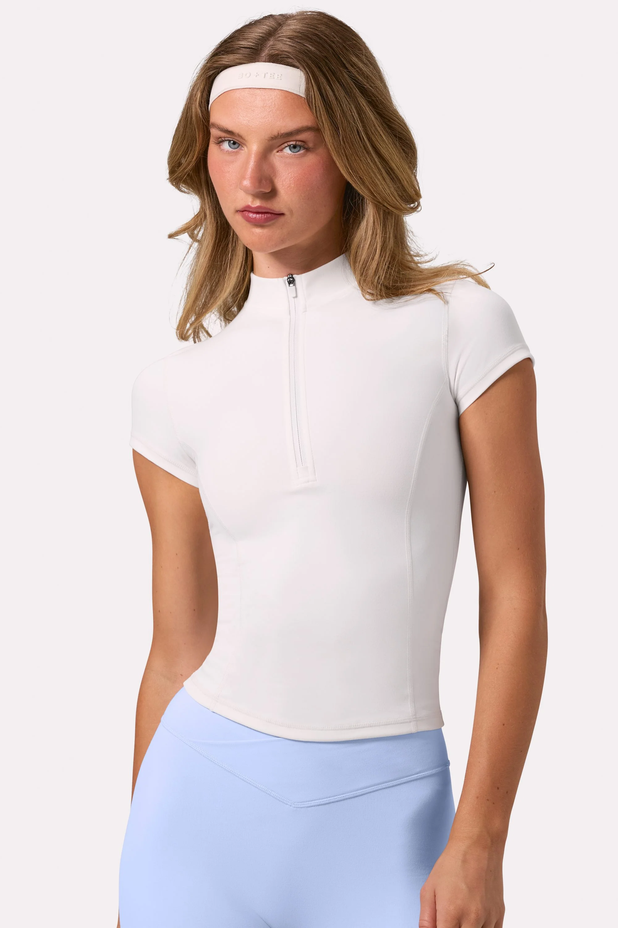 Soft Active Quarter-Zip Top in Coconut - Image 6