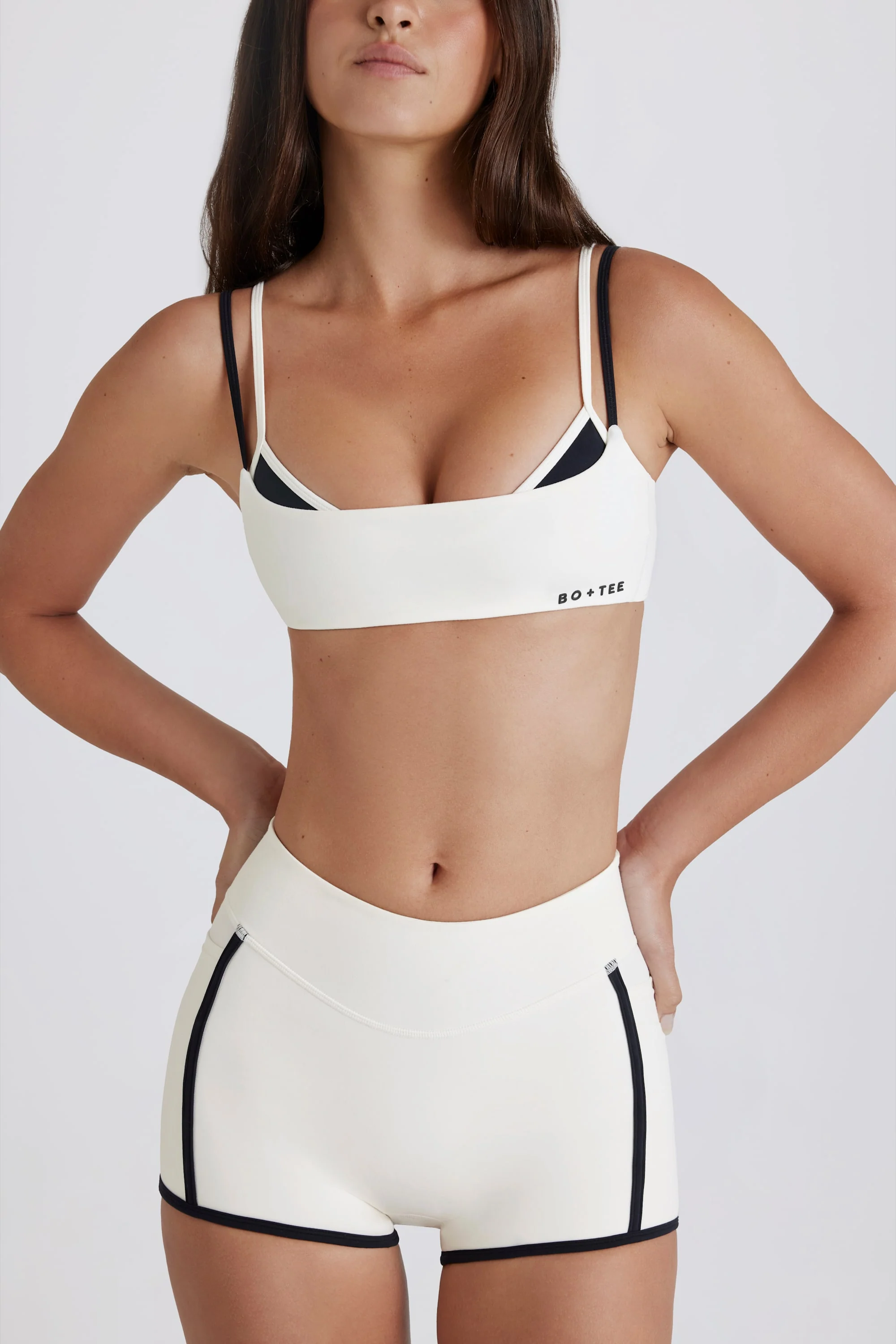 Soft Active Twist-Back Layered Sports Bra in Coconut - Image 4