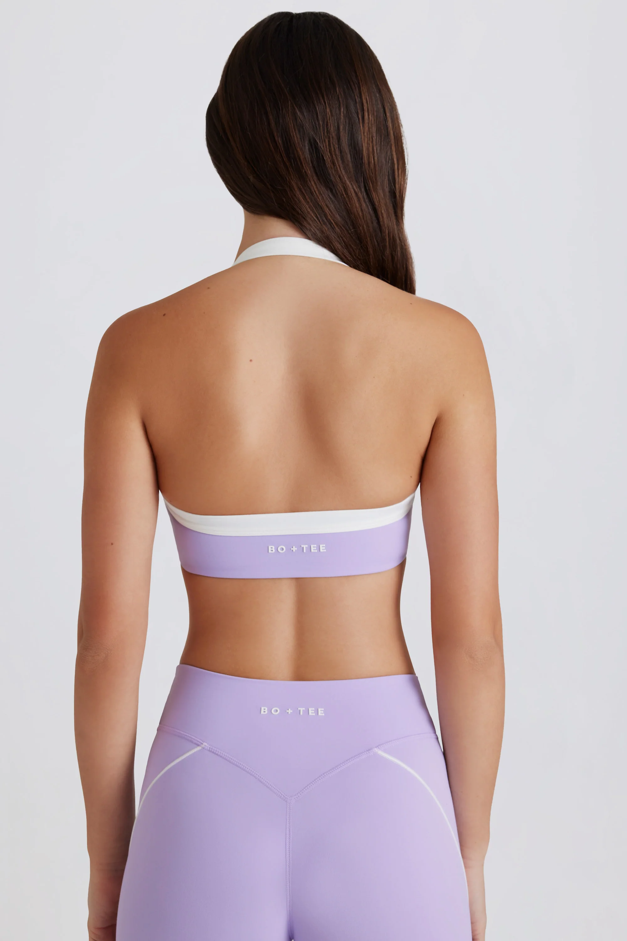 Soft Active Twist-Front Halterneck Sports Bra in Lavender - Image 2