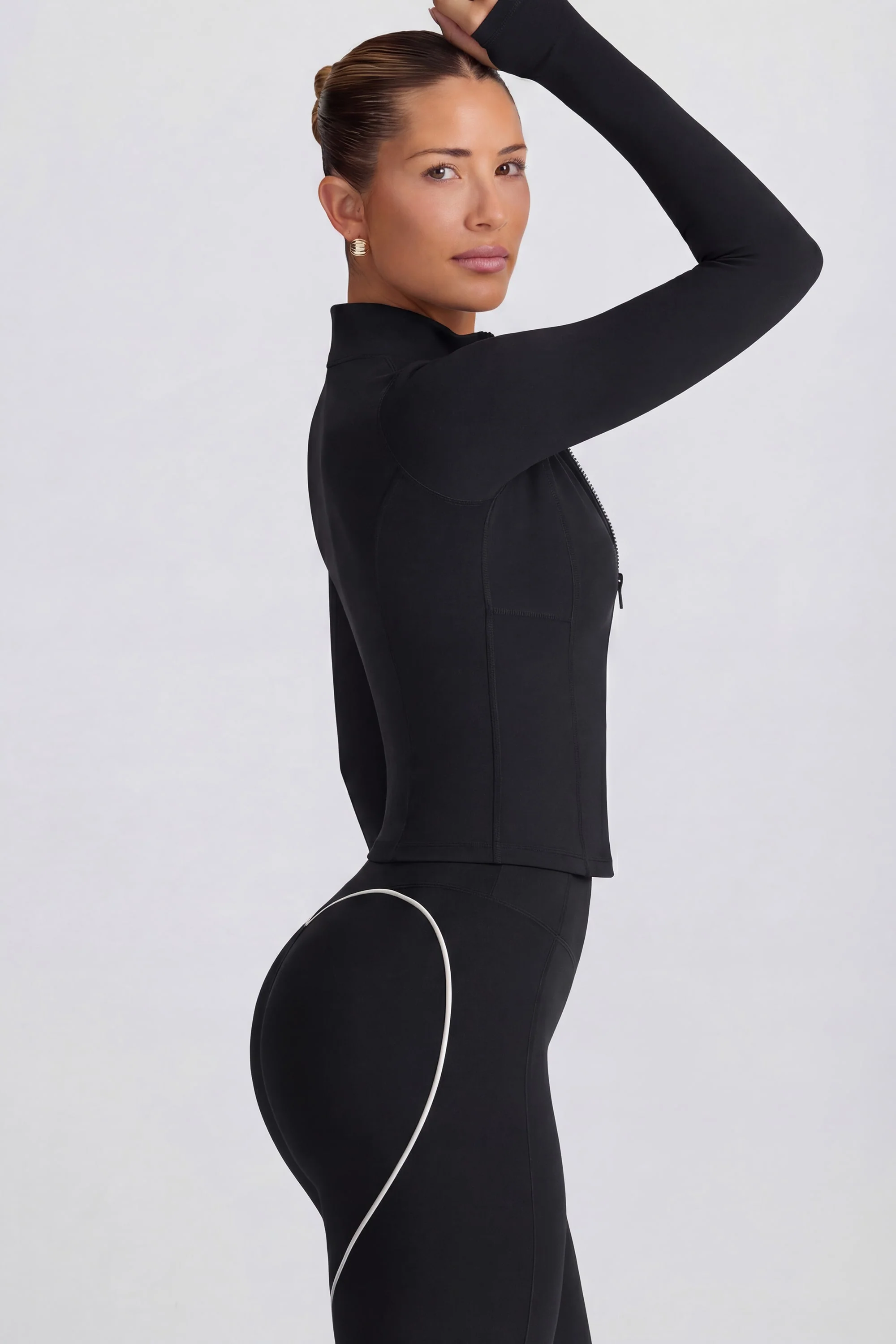 Soft Active Zip-Up Jacket in Black - Image 3