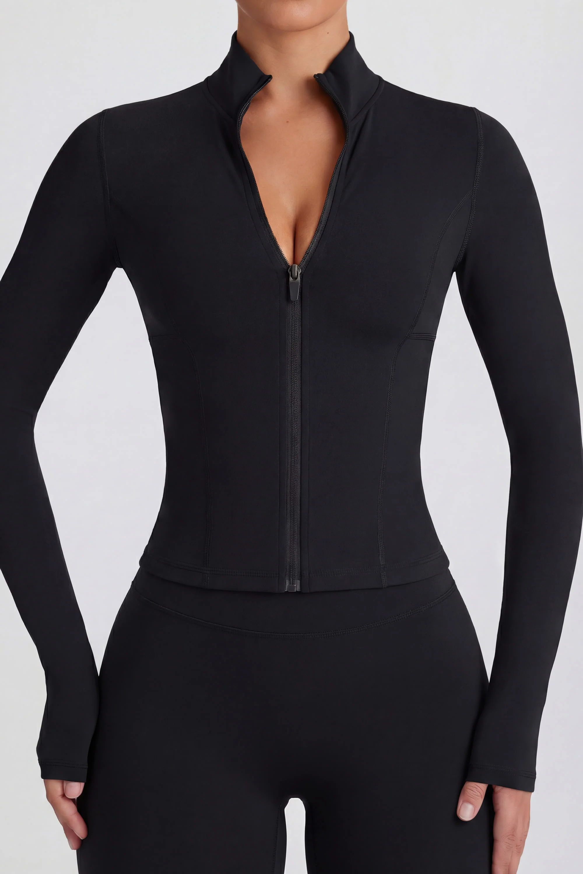 Soft Active Zip-Up Jacket in Black - Image 4