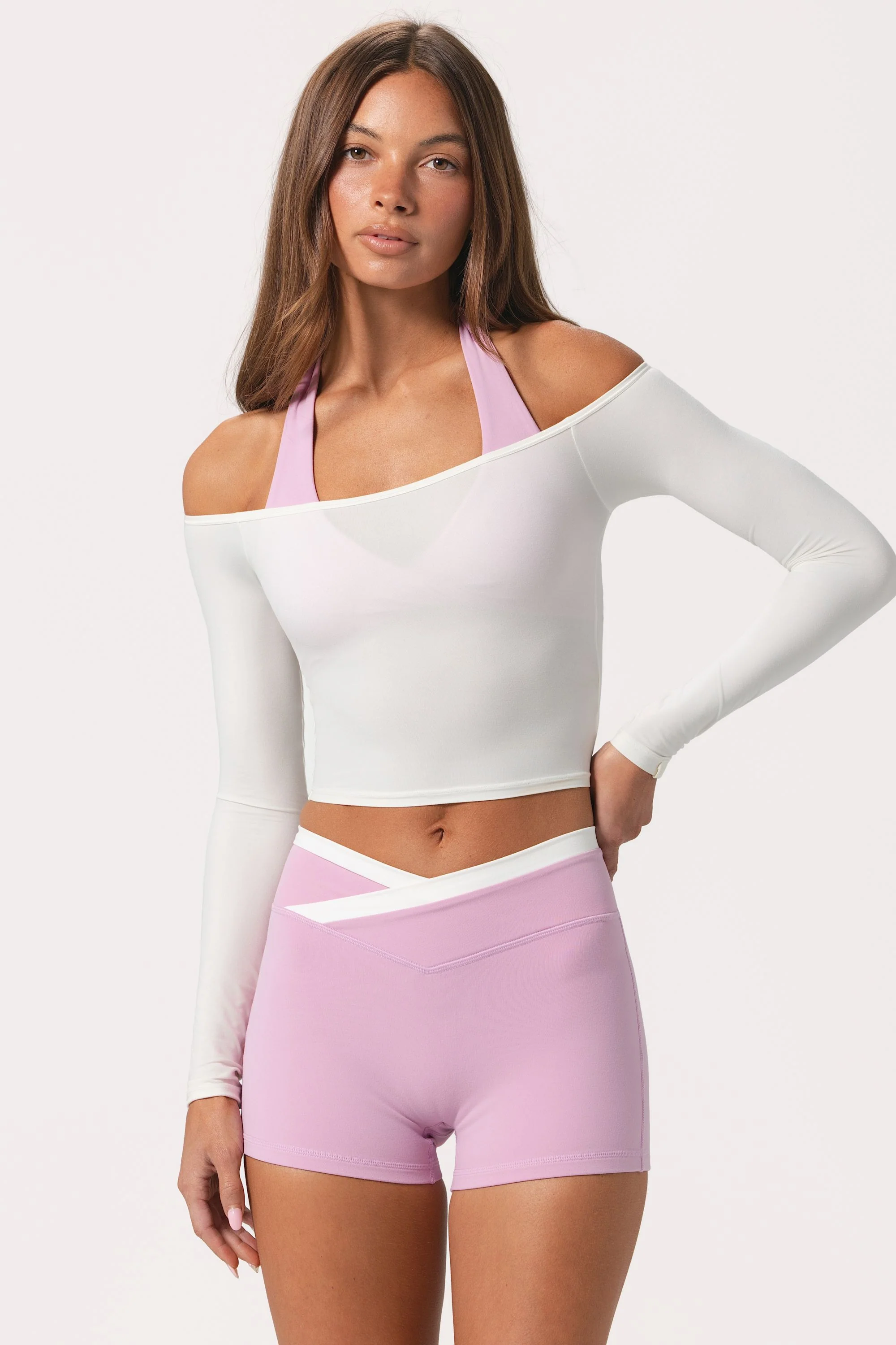 Soft Jersey Off-Shoulder Top in Coconut - Image 5