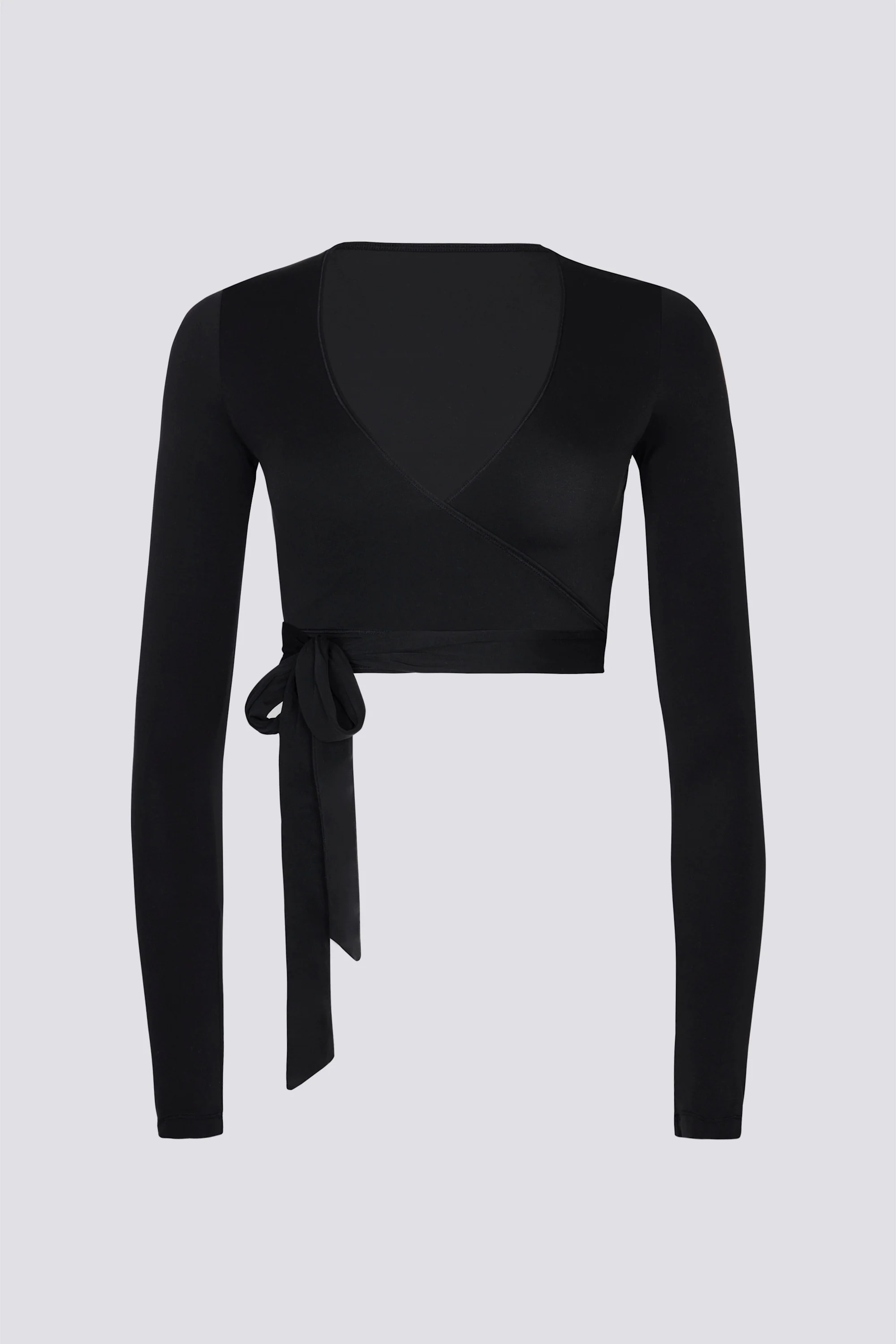 Soft Jersey Wrap Crop Top in Black - Image 2
