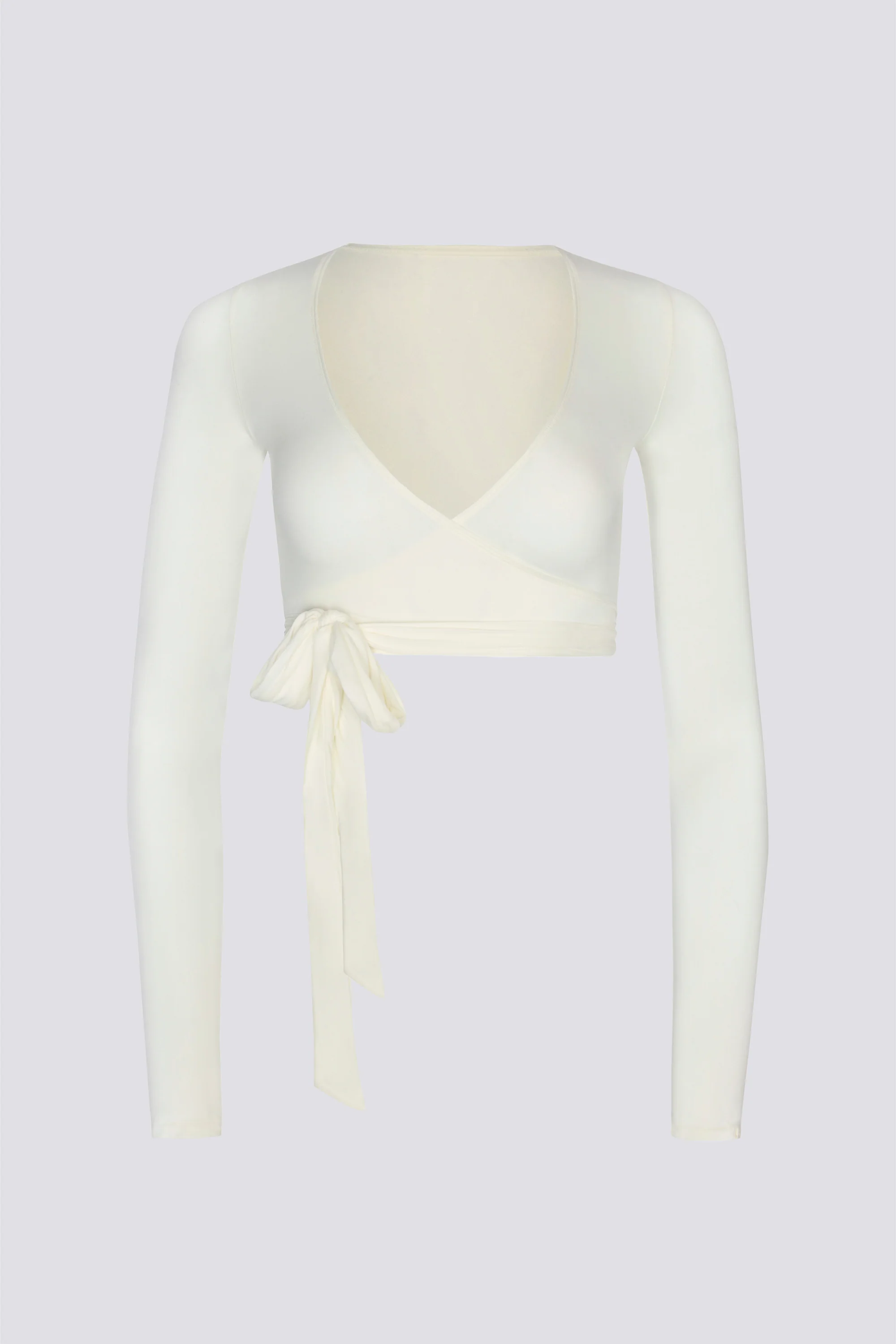 Soft Jersey Wrap Crop Top in White - Image 2