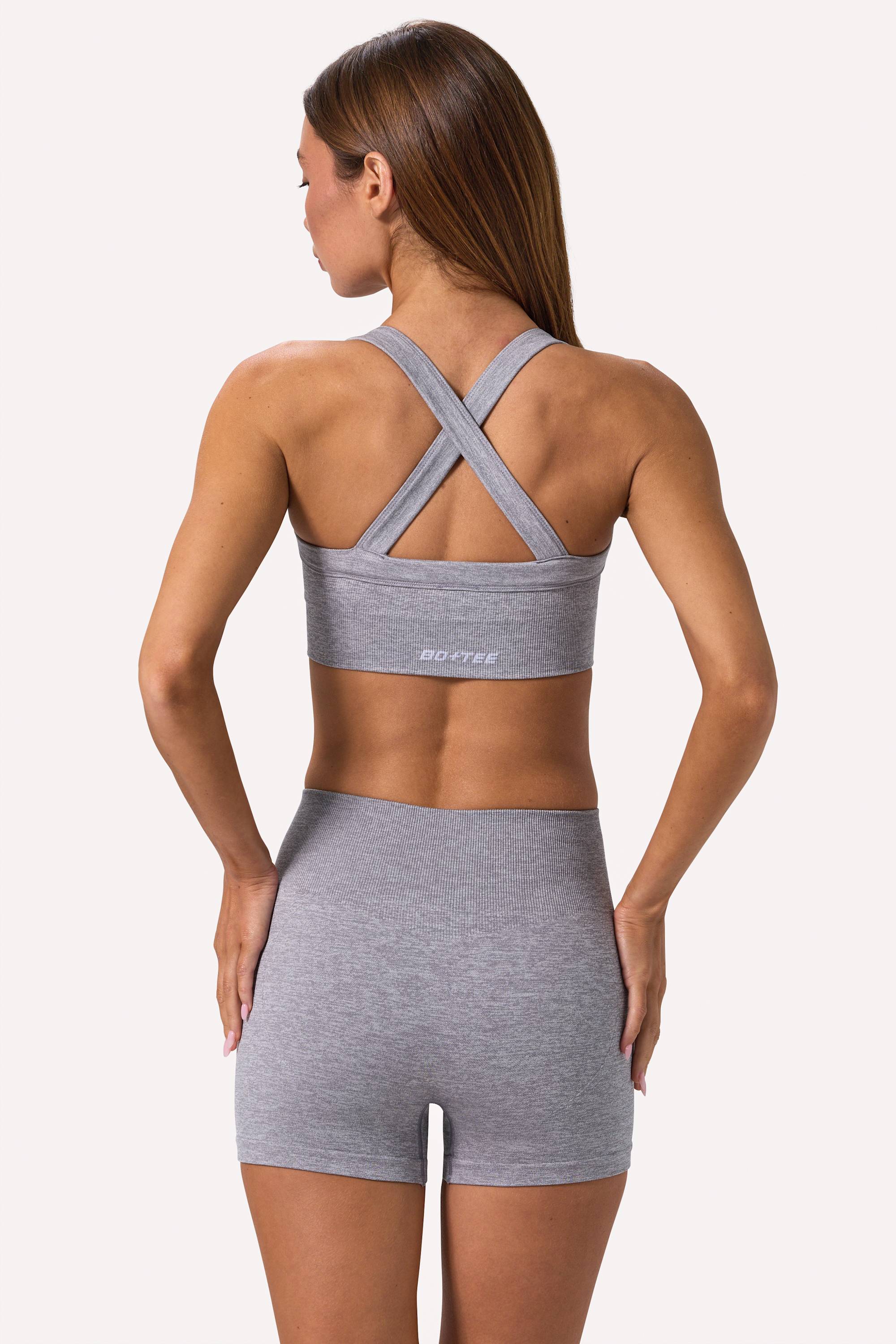 Super Sculpt Seamless Backless Sports Bra in Grey Marl - Image 2
