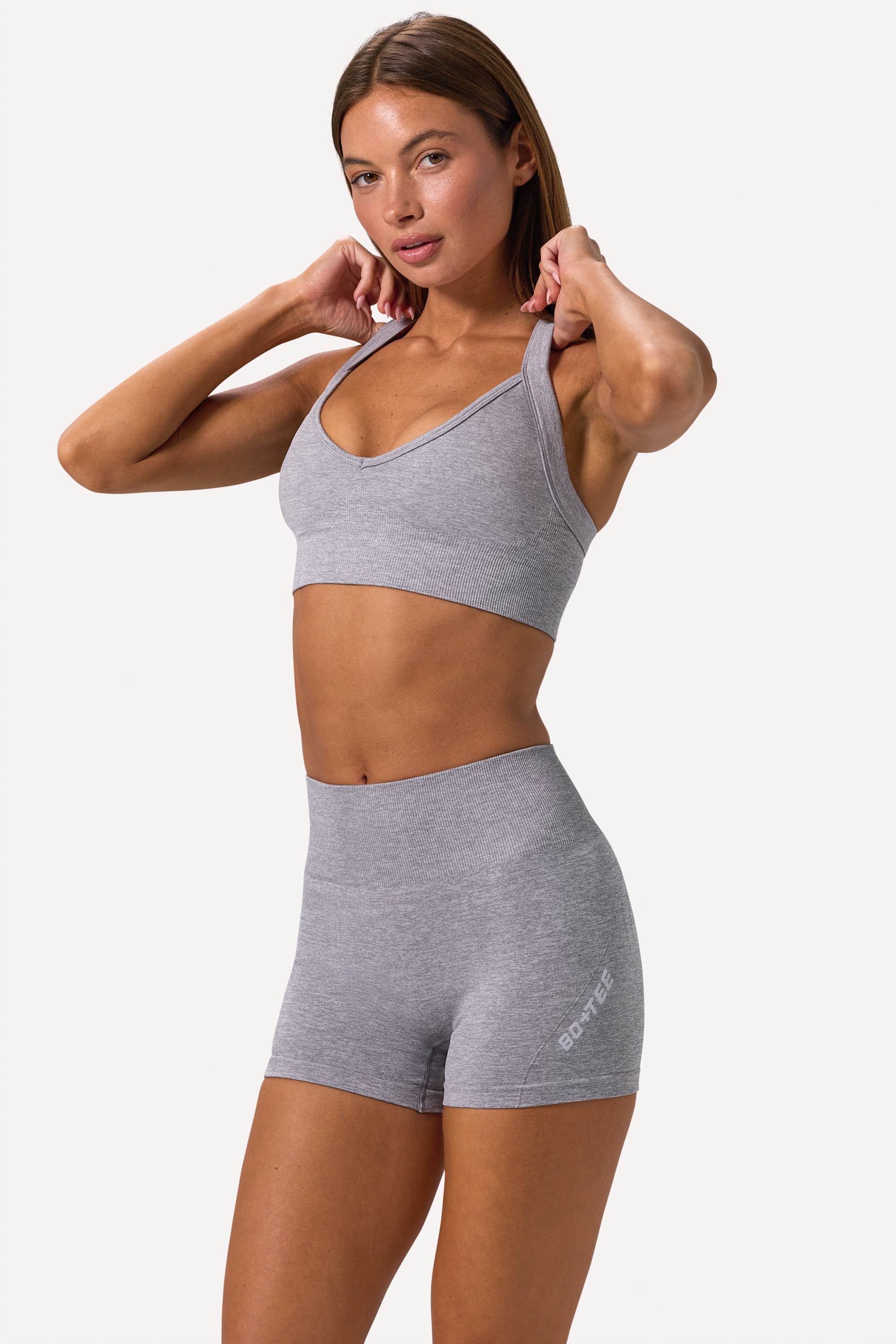 Super Sculpt Seamless Backless Sports Bra in Grey Marl - Image 4