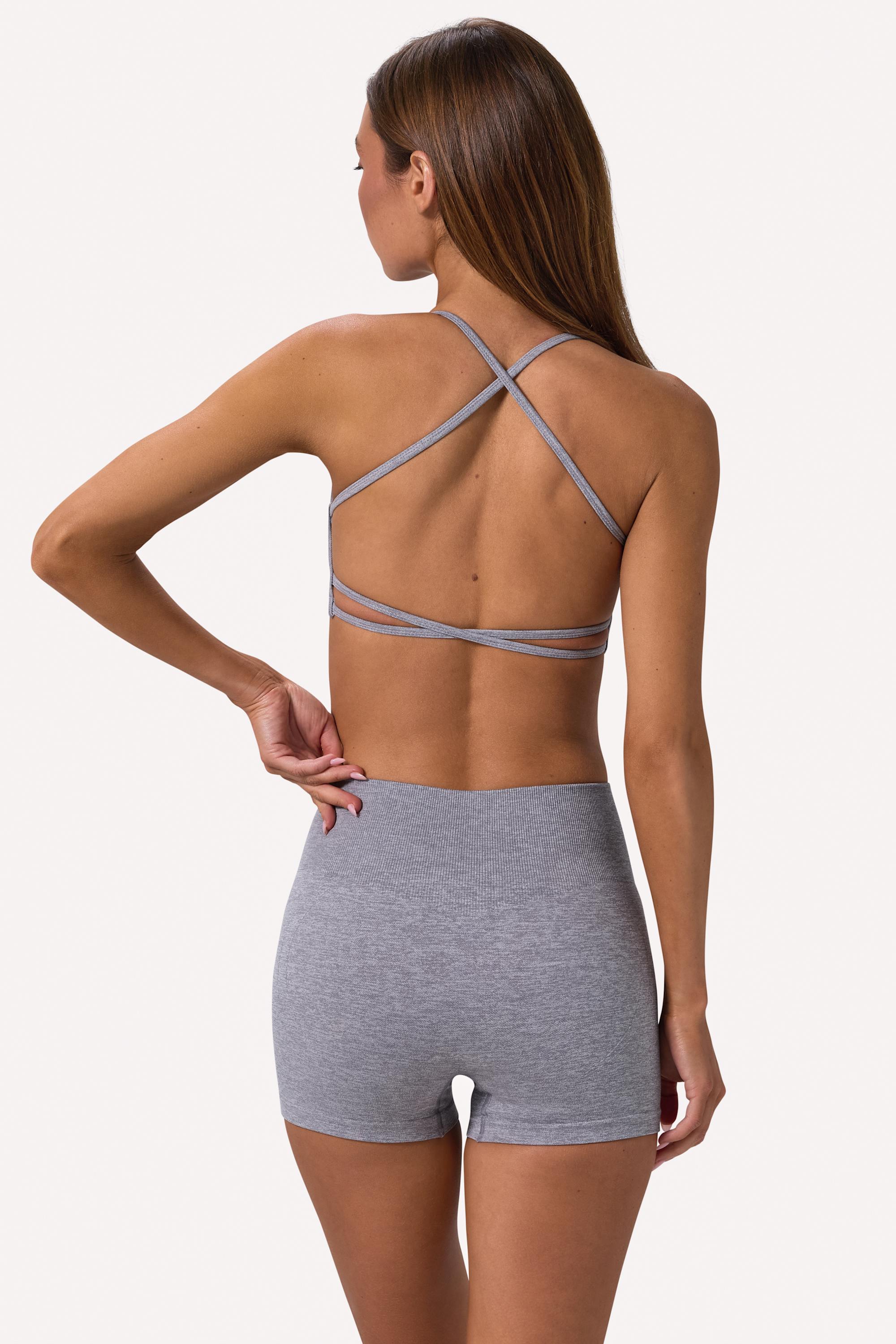 Super Sculpt Seamless Crossback Sports Bra in Grey Marl - Image 2
