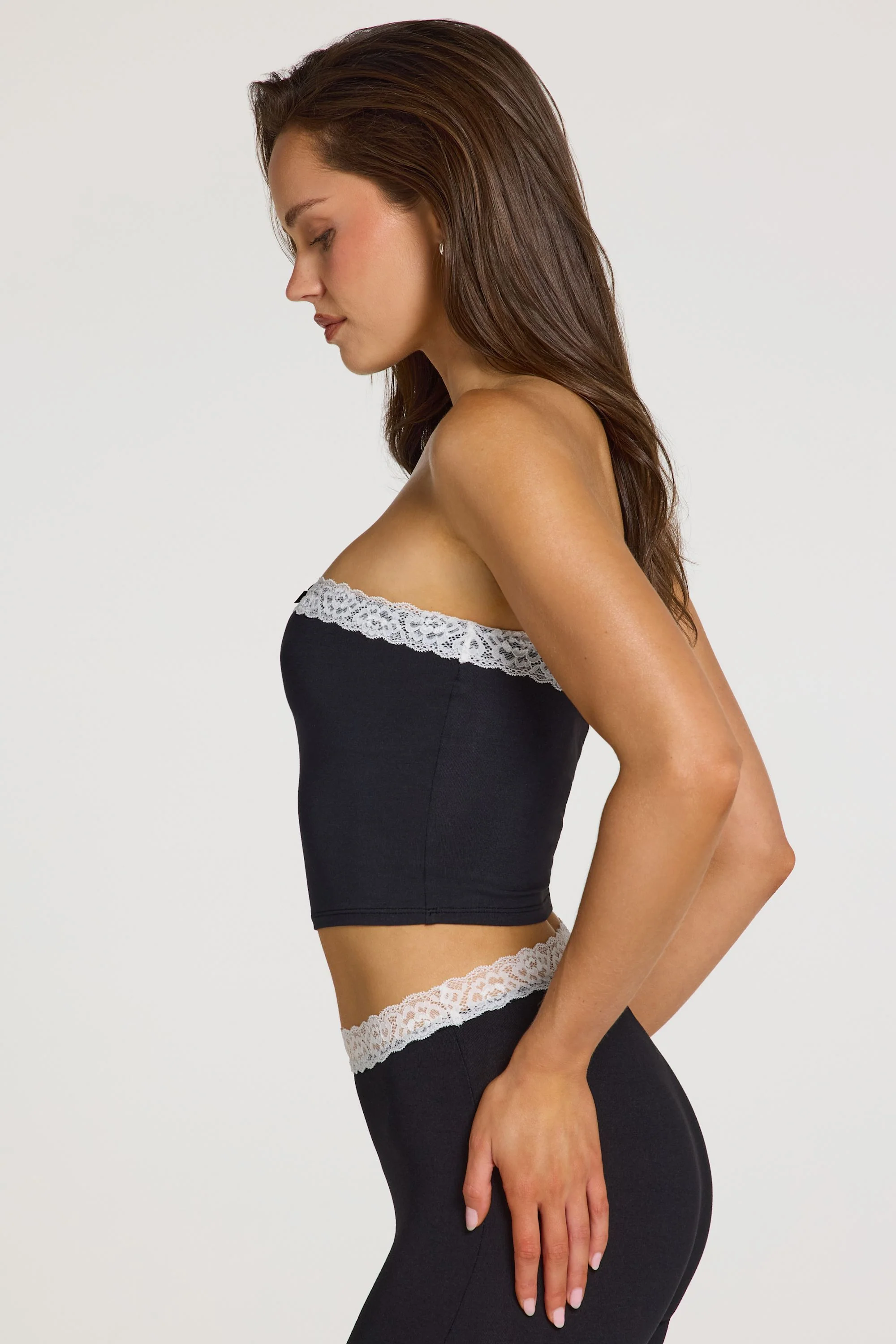 Modal Lace-Trim Bandeau Top in Black - Image 4