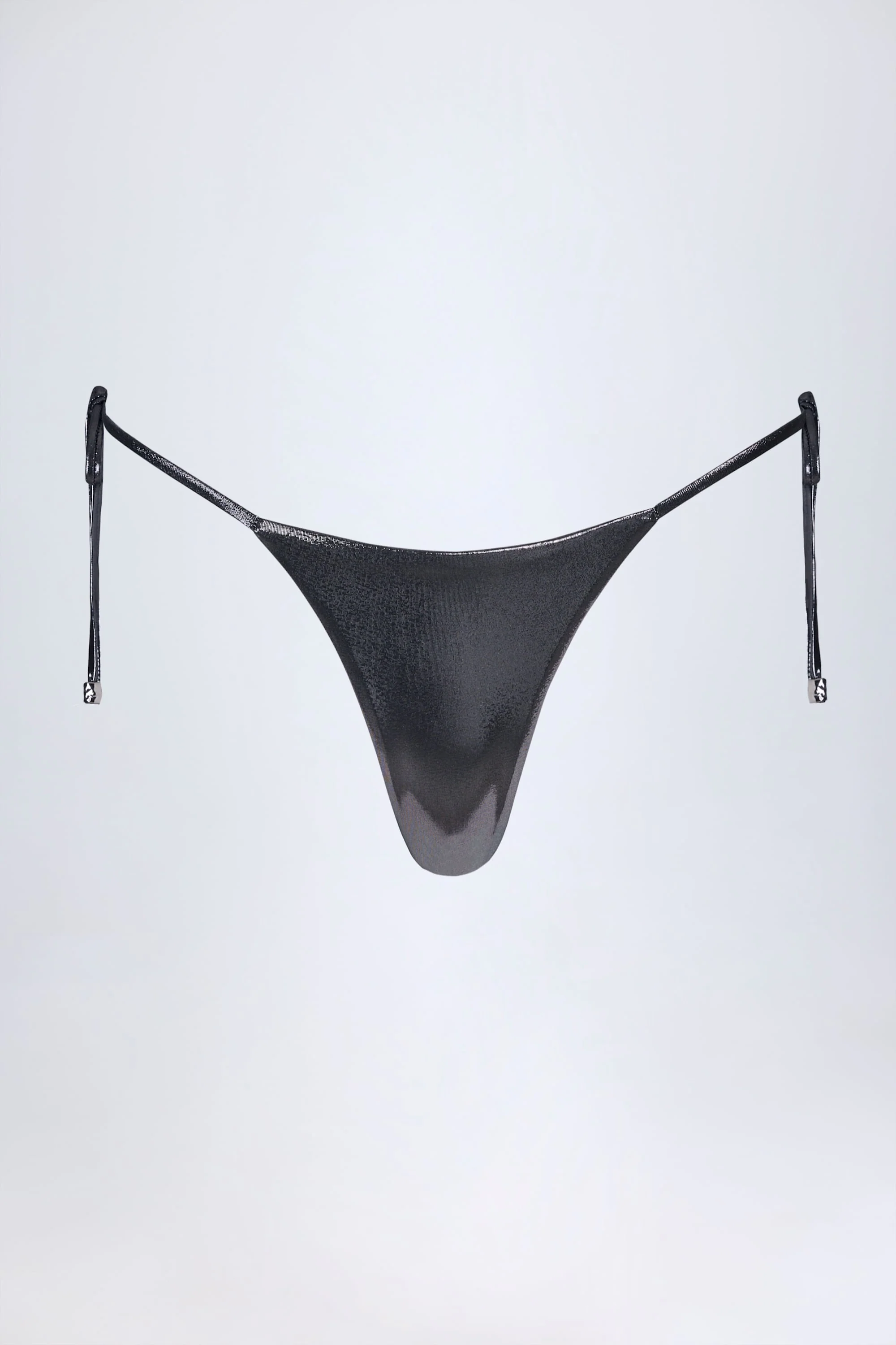 Thong Bikini Bottoms in Silver Chrome - Image 5