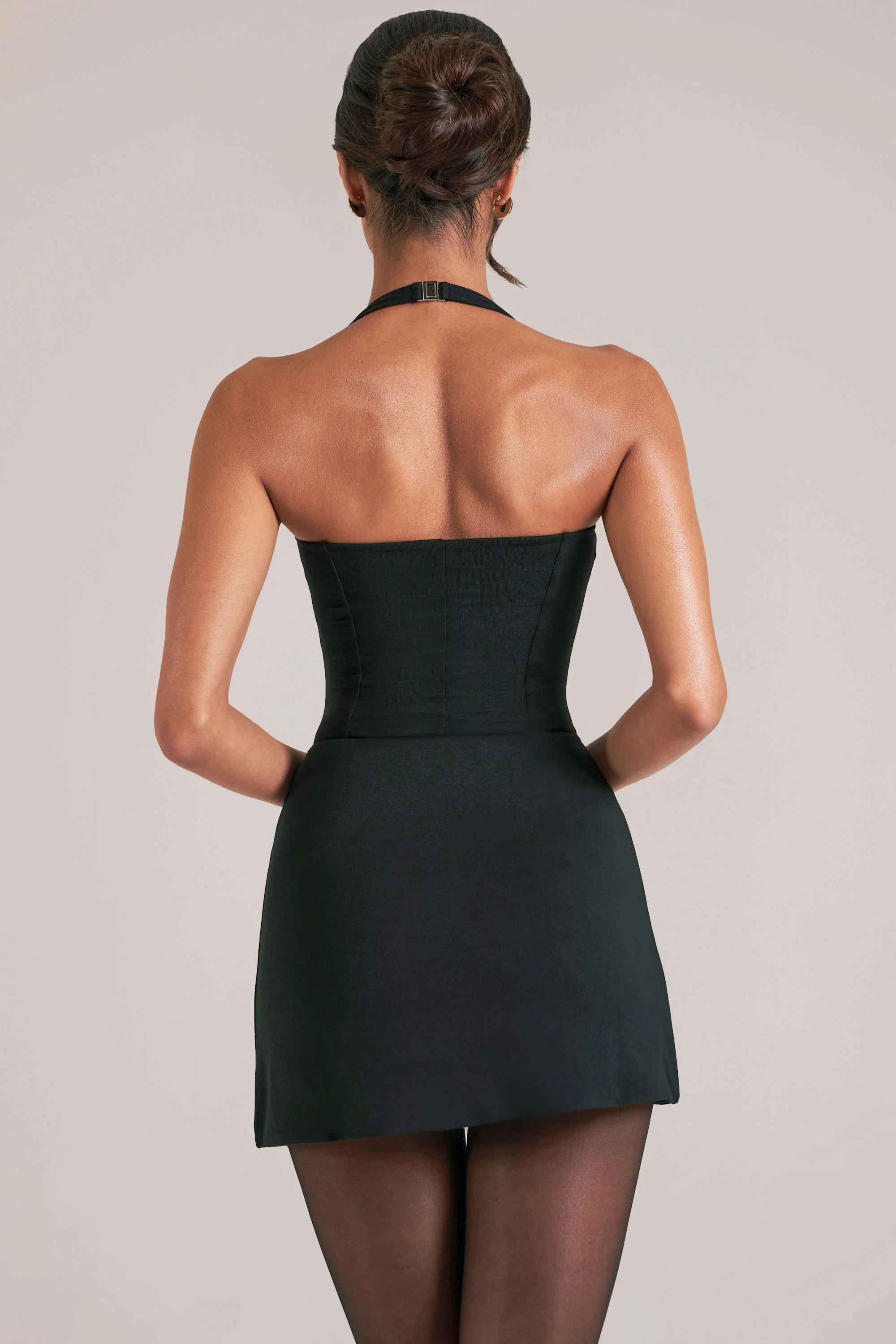 Mid Rise Bodycon Ultra Mini Skirt with Split in Black - Image 2