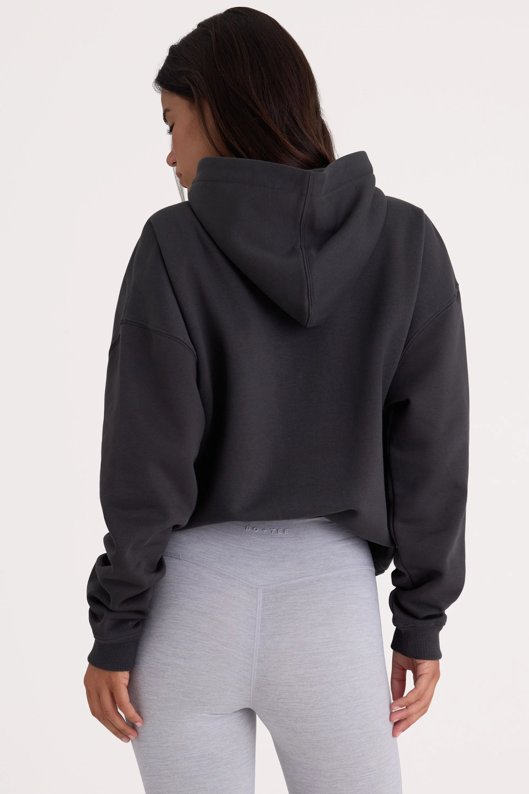 Soft Cotton Fleece Oversized Hoodie in Black - Image 2