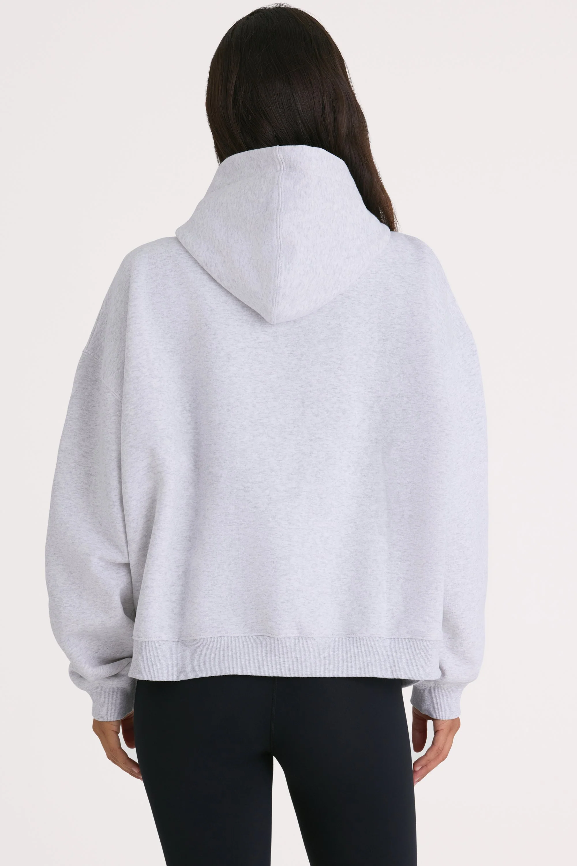 Soft Cotton Fleece Oversized Hoodie in Marl Grey - Image 2
