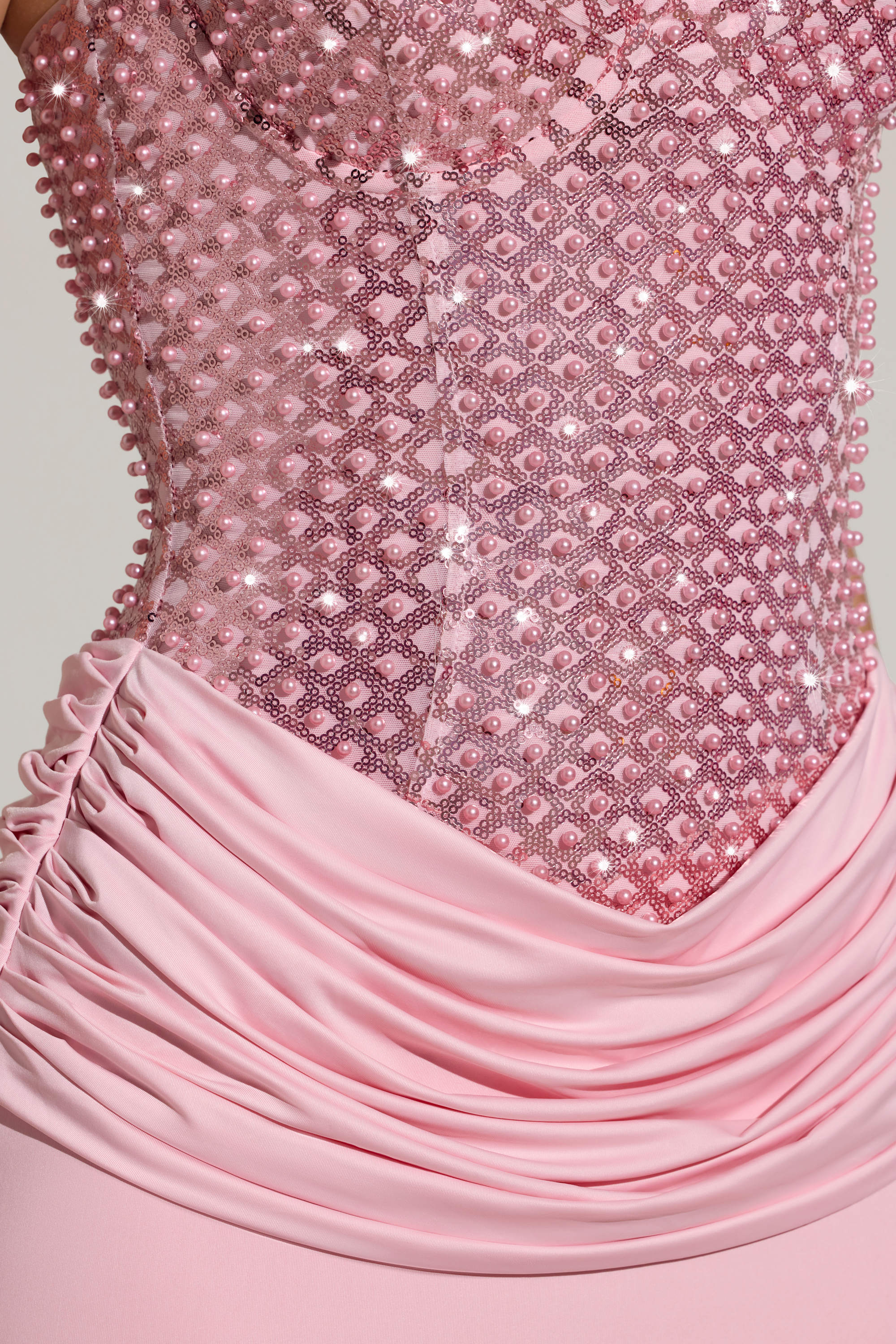 Embellished Corset Maxi Dress  in Blush Pink - Image 4