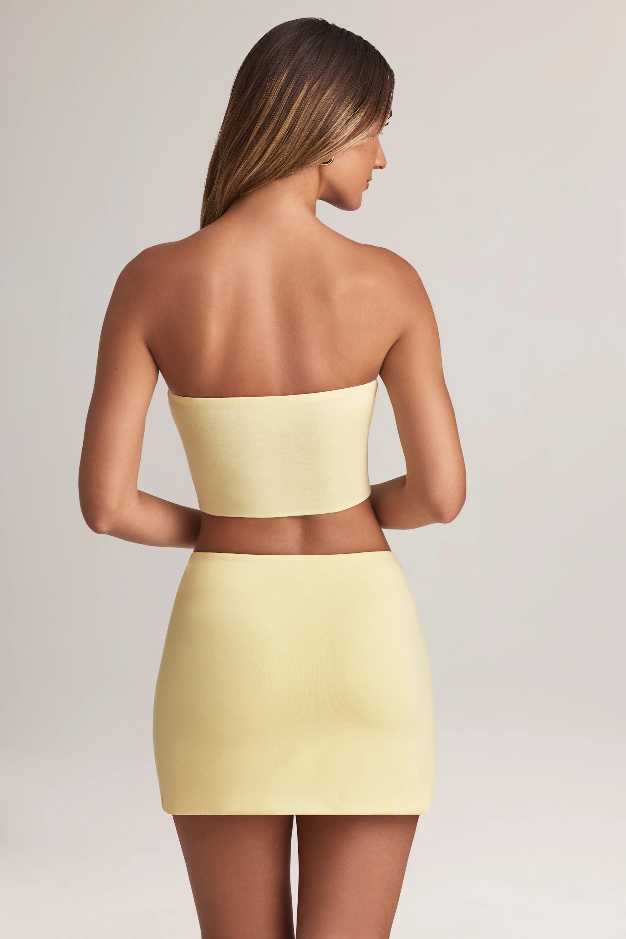 Modal Strapless Crop Top in Lemon Sherbet - Image 2
