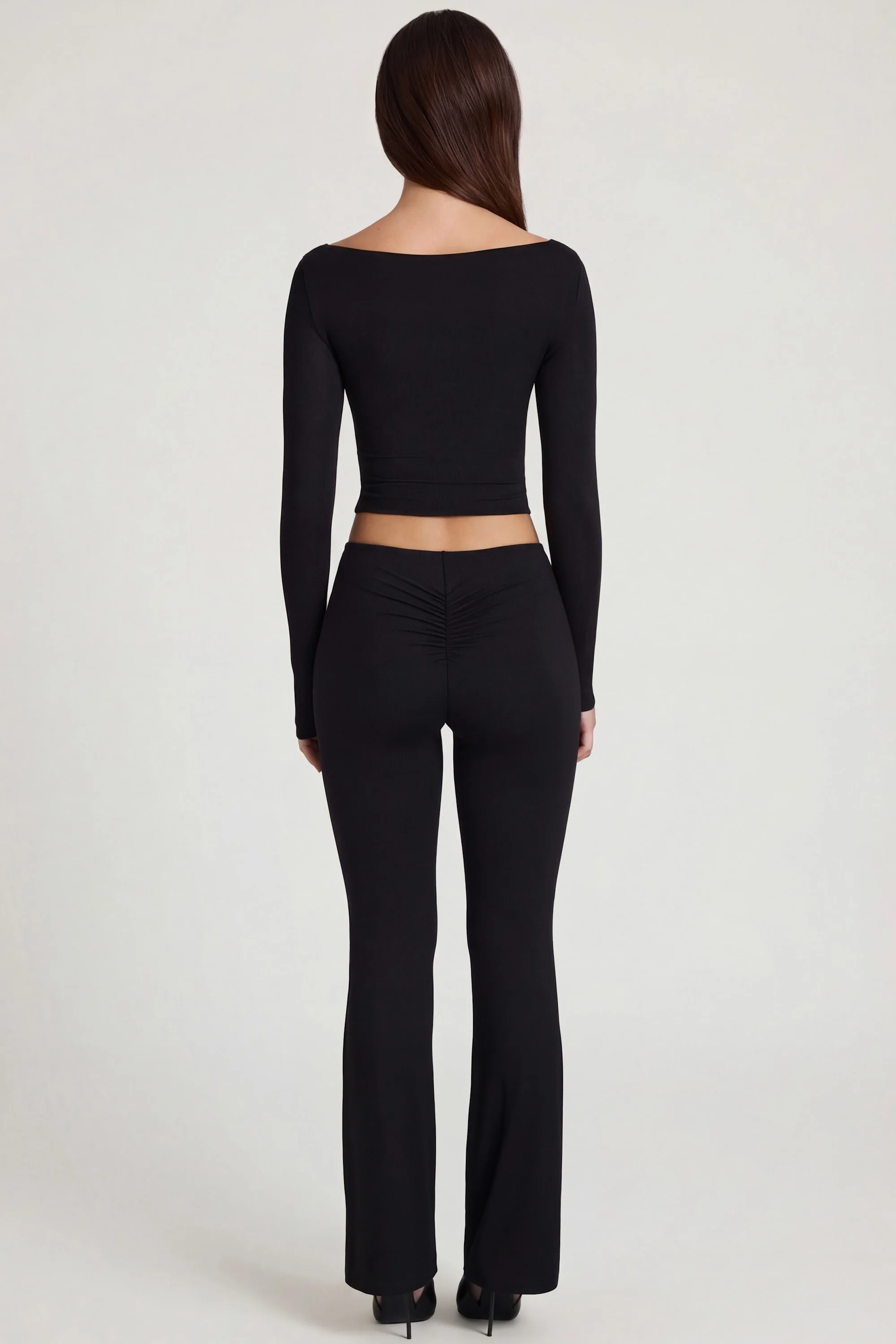 Modal Mid-Rise Flared Trousers in Black - Image 2