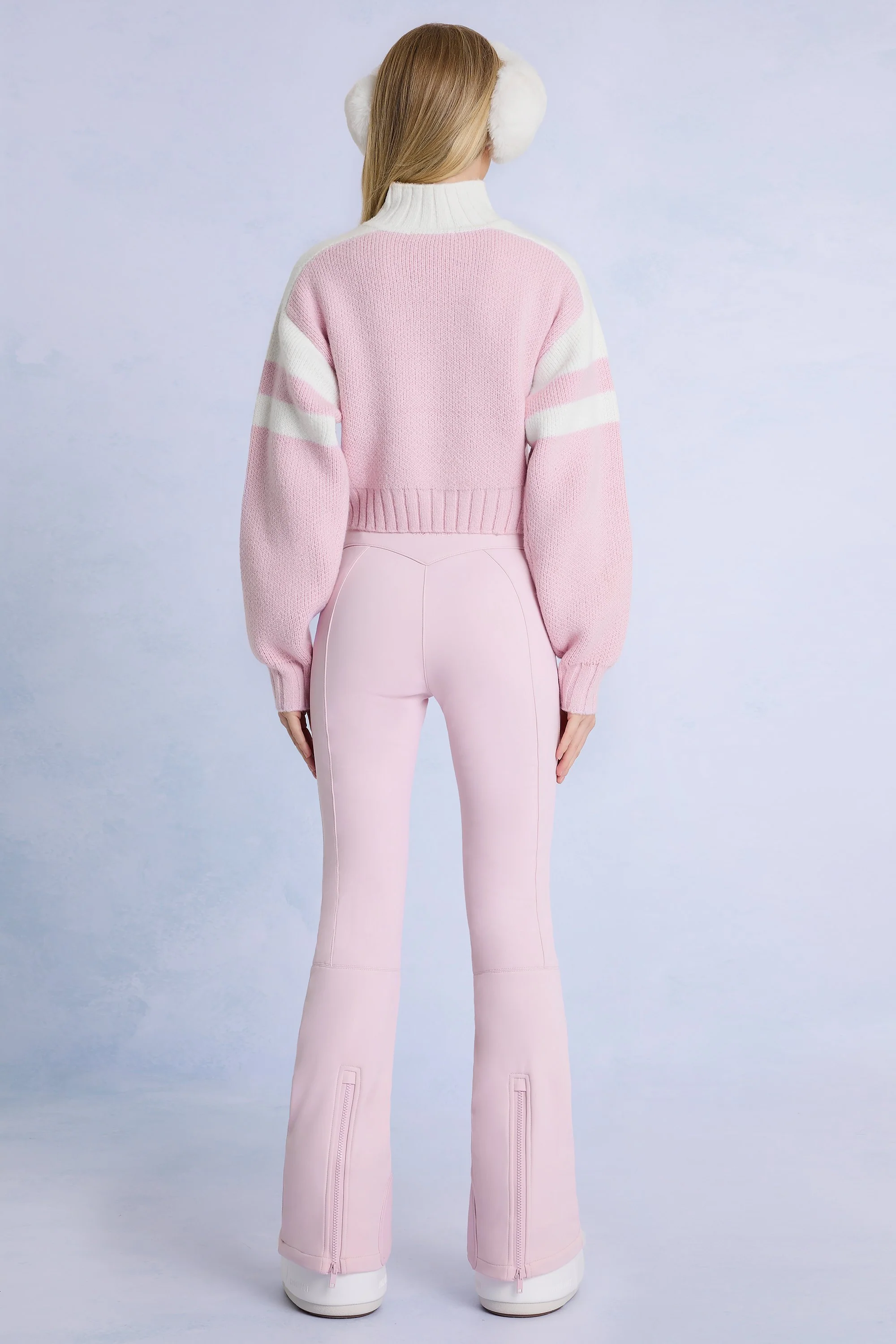 Waterproof Belted Ski Salopettes in Powder Pink - Image 2