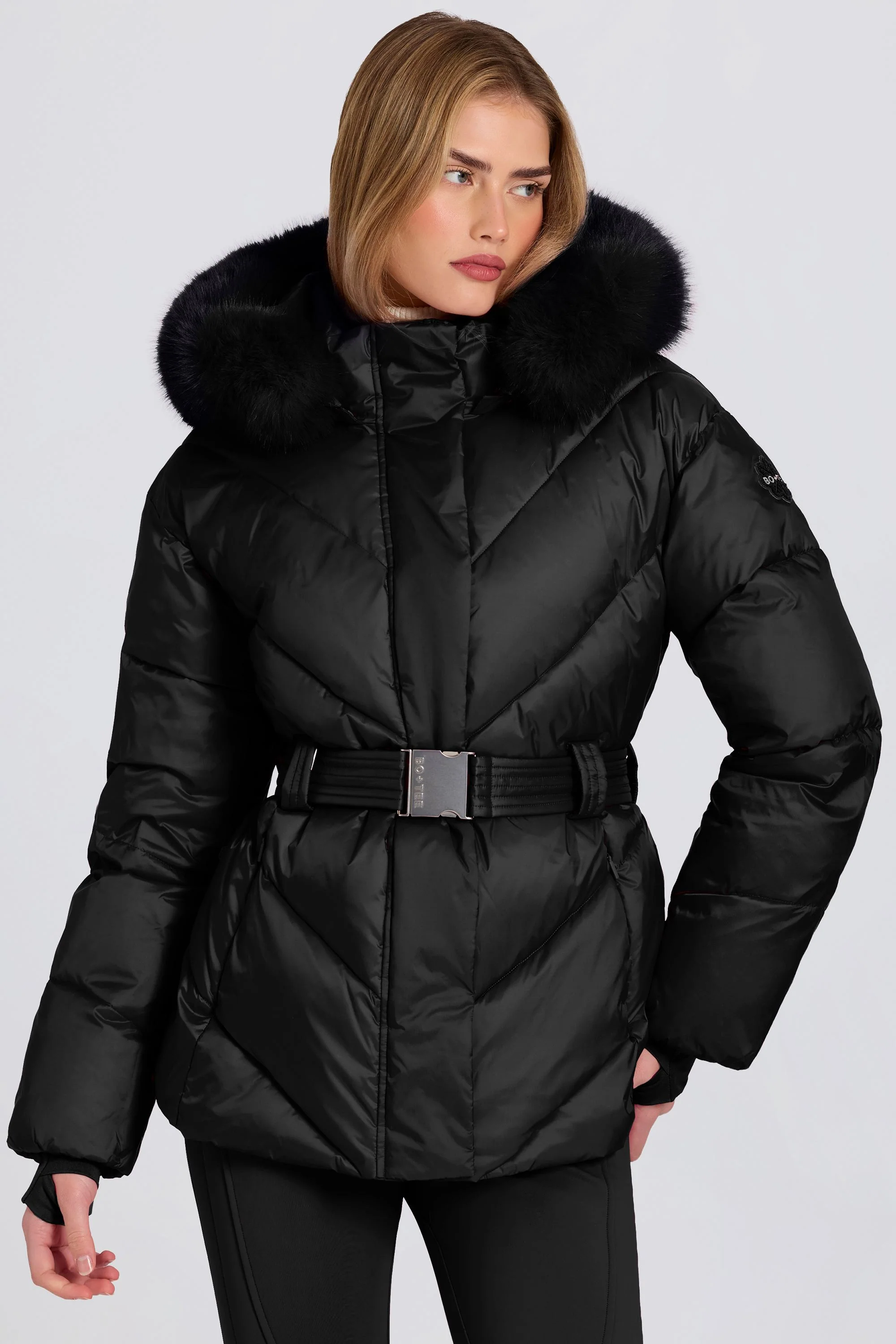 Waterproof Faux-Fur Hood Ski Jacket in Black - Image 6