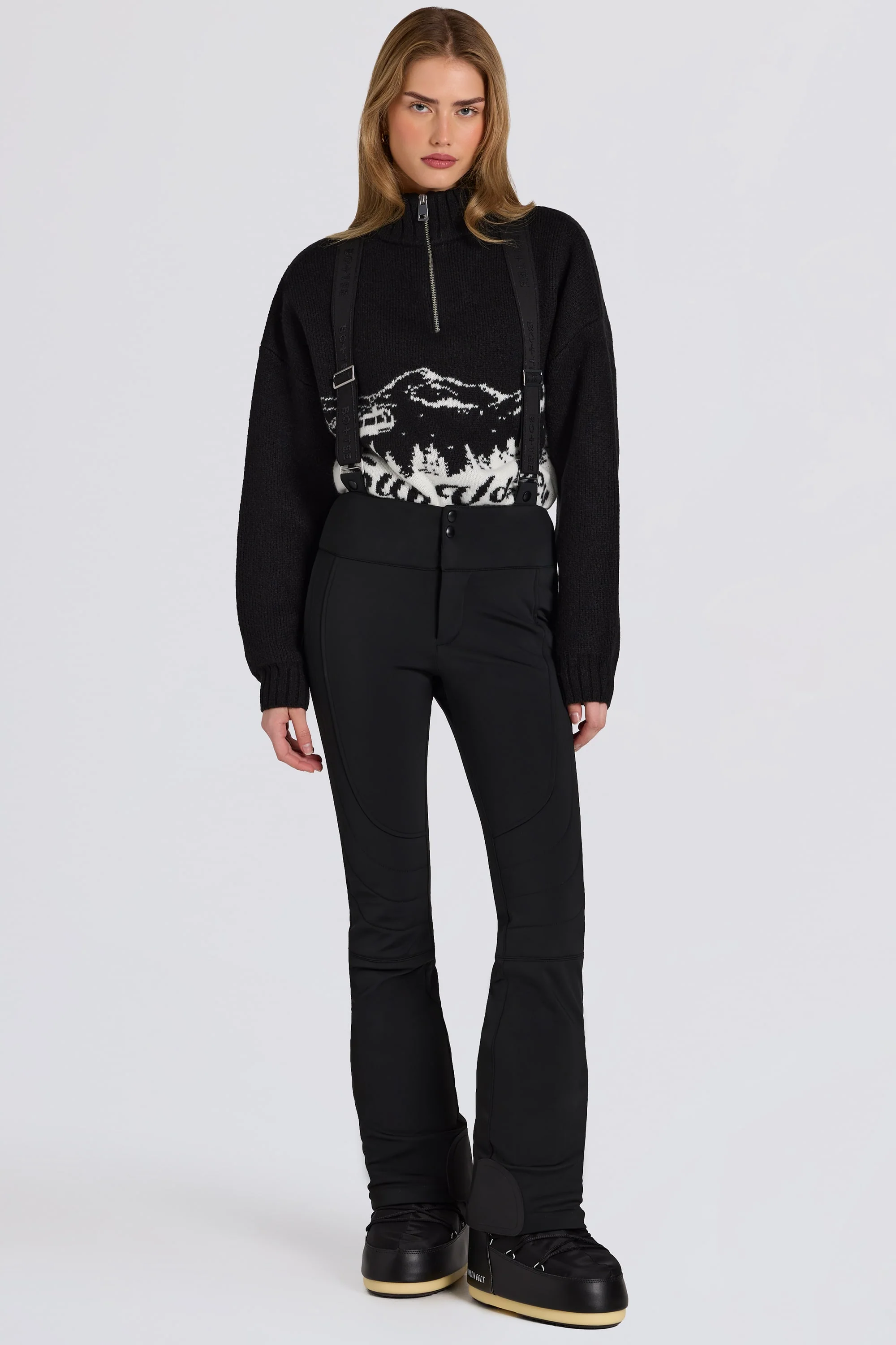 Waterproof High-Rise Salopettes with Suspenders in Black - Image 6