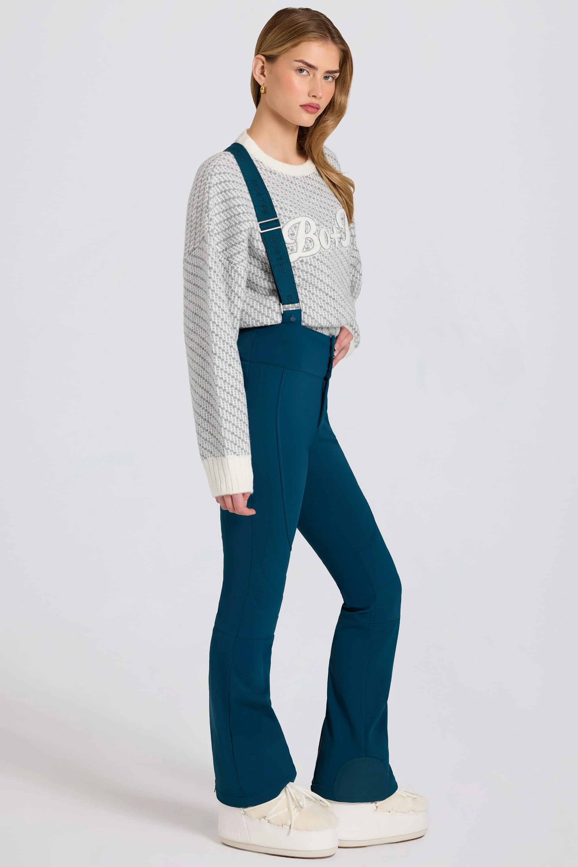 Waterproof High-Rise Salopettes with Suspenders in Teal - Image 5
