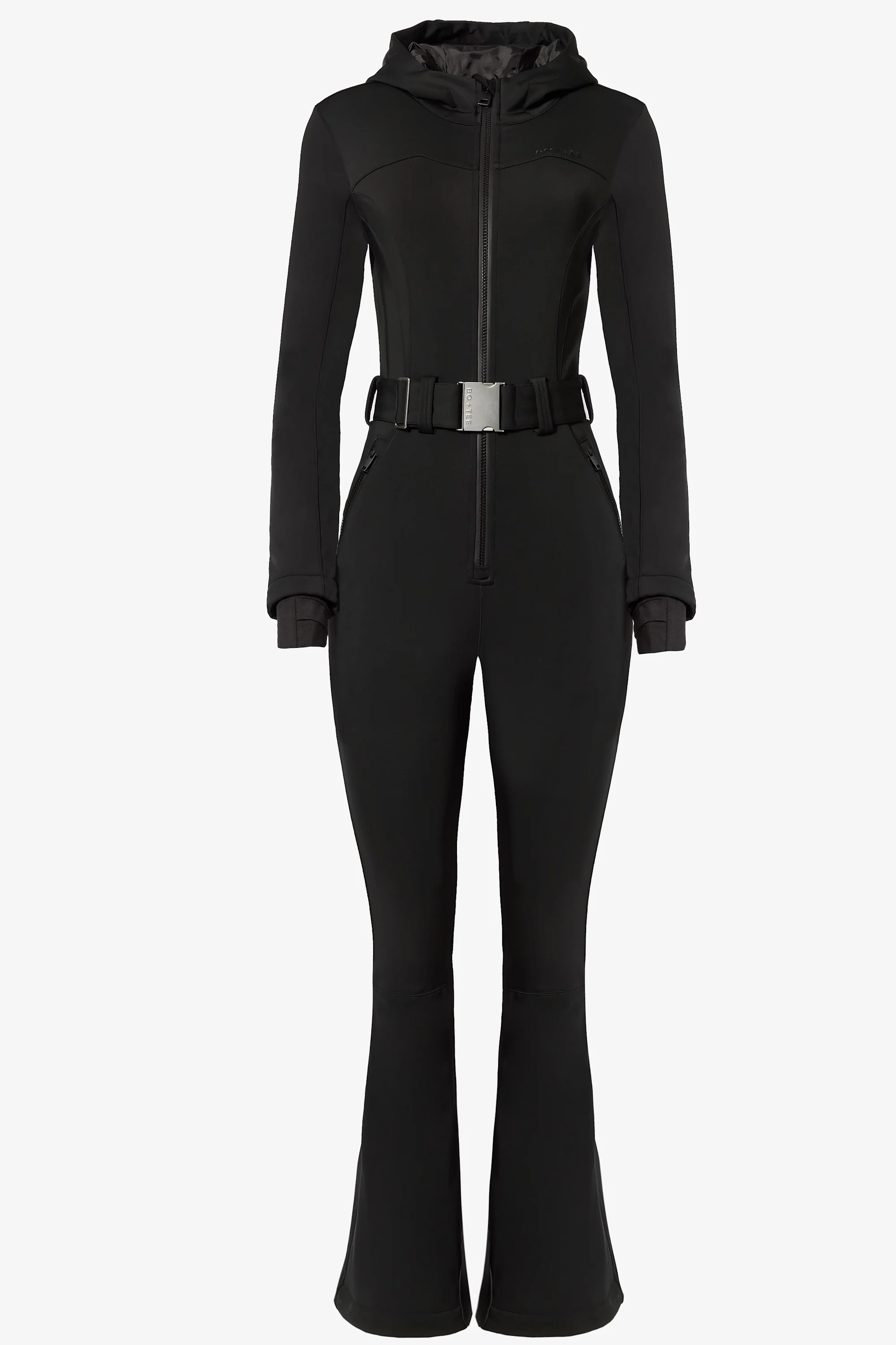 Waterproof Hooded Fitted Ski Suit in Black - Image 3
