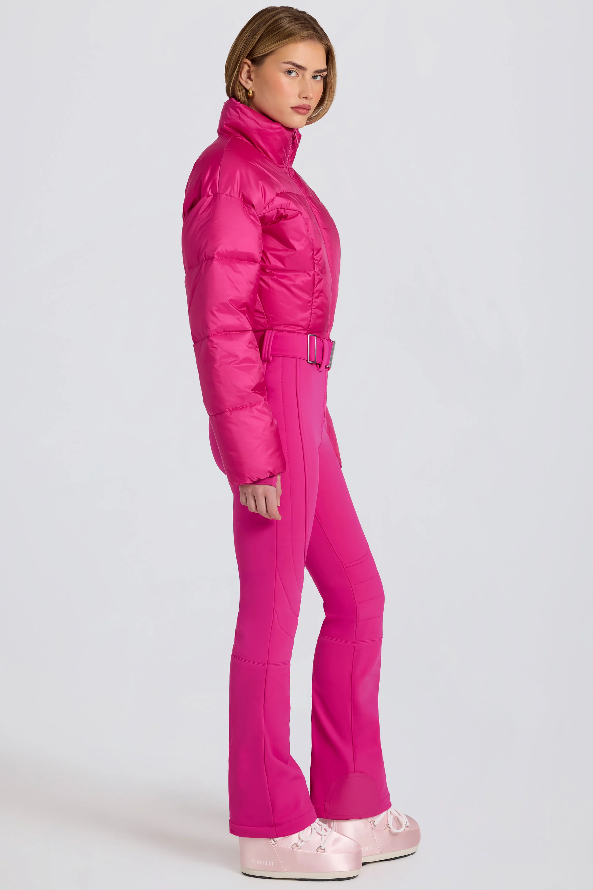 Waterproof Padded Belted Ski Suit in Magenta Pink - Image 4