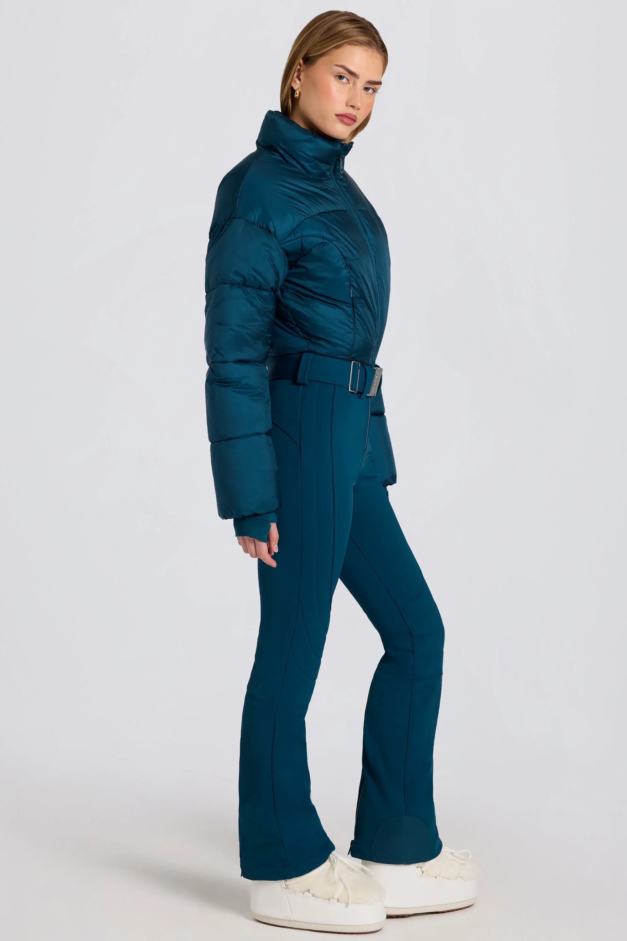 Waterproof Padded Belted Ski Suit in Teal - Image 4