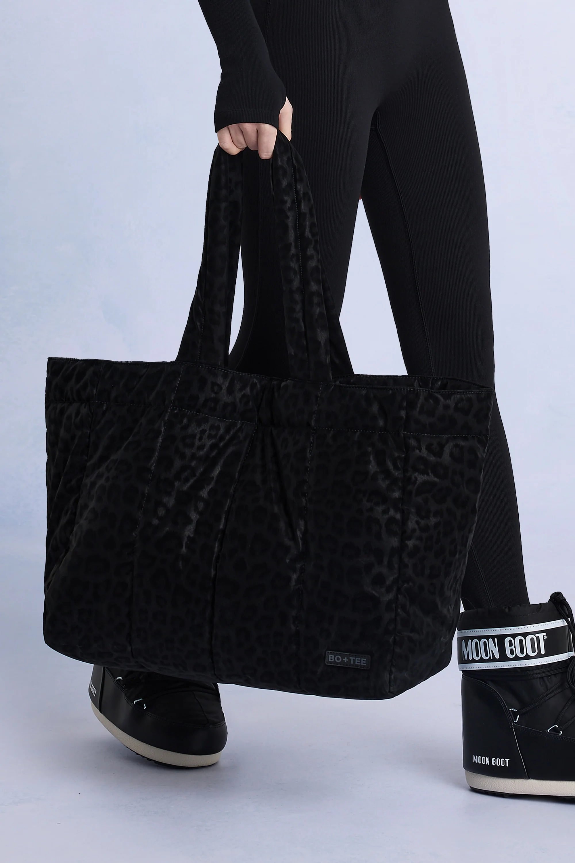 Waterproof Puffer Tote Bag in Black - Image 2