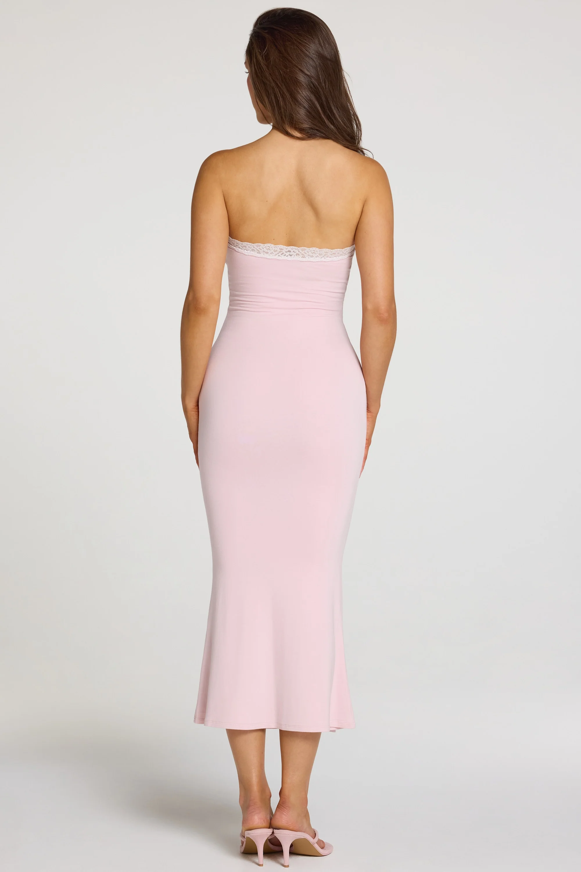 Modal Lace-Trim Midaxi Dress in Baby Pink - Image 6