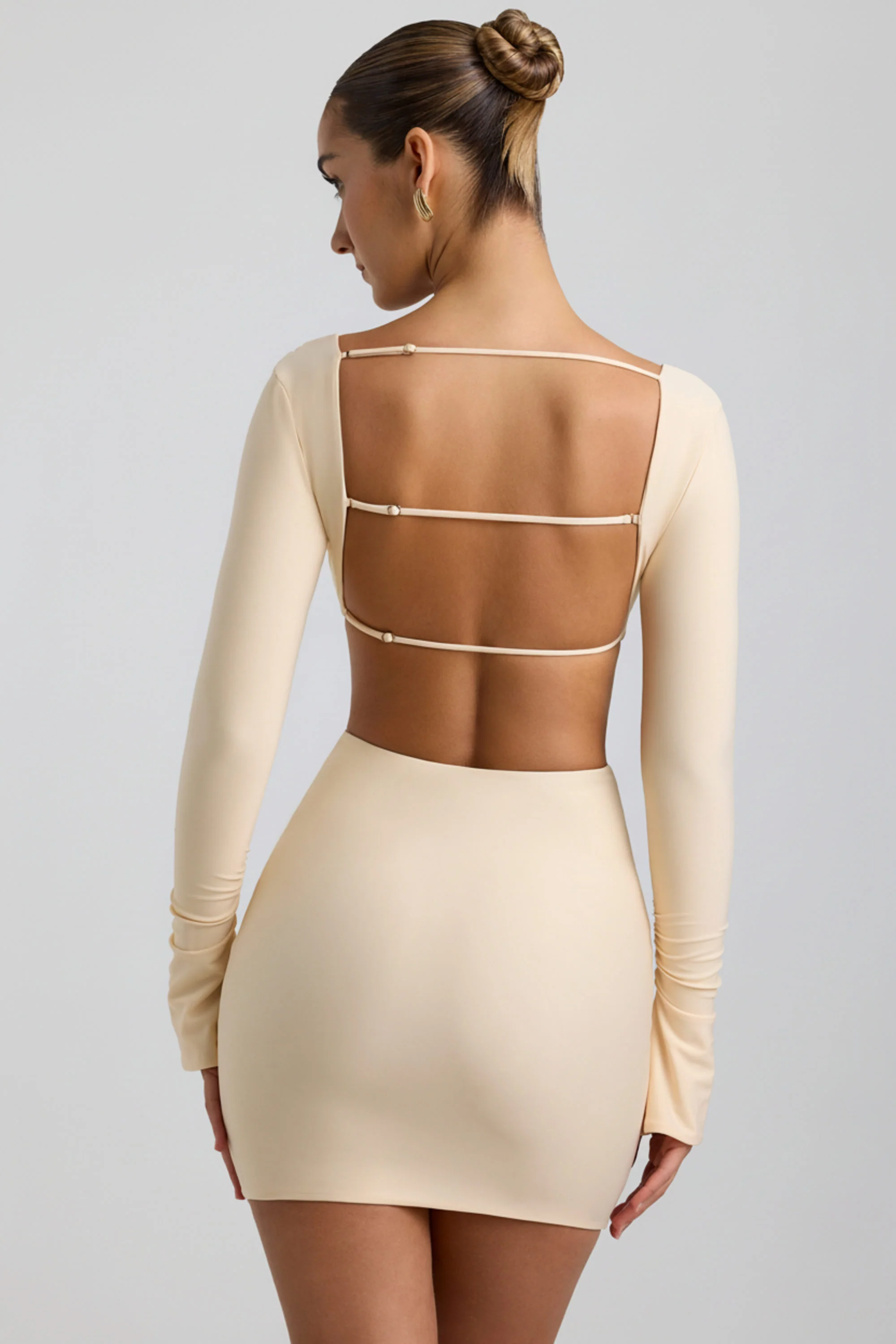 Cut-Out Hardware Detail Mini Dress in Buttercream - Image 2