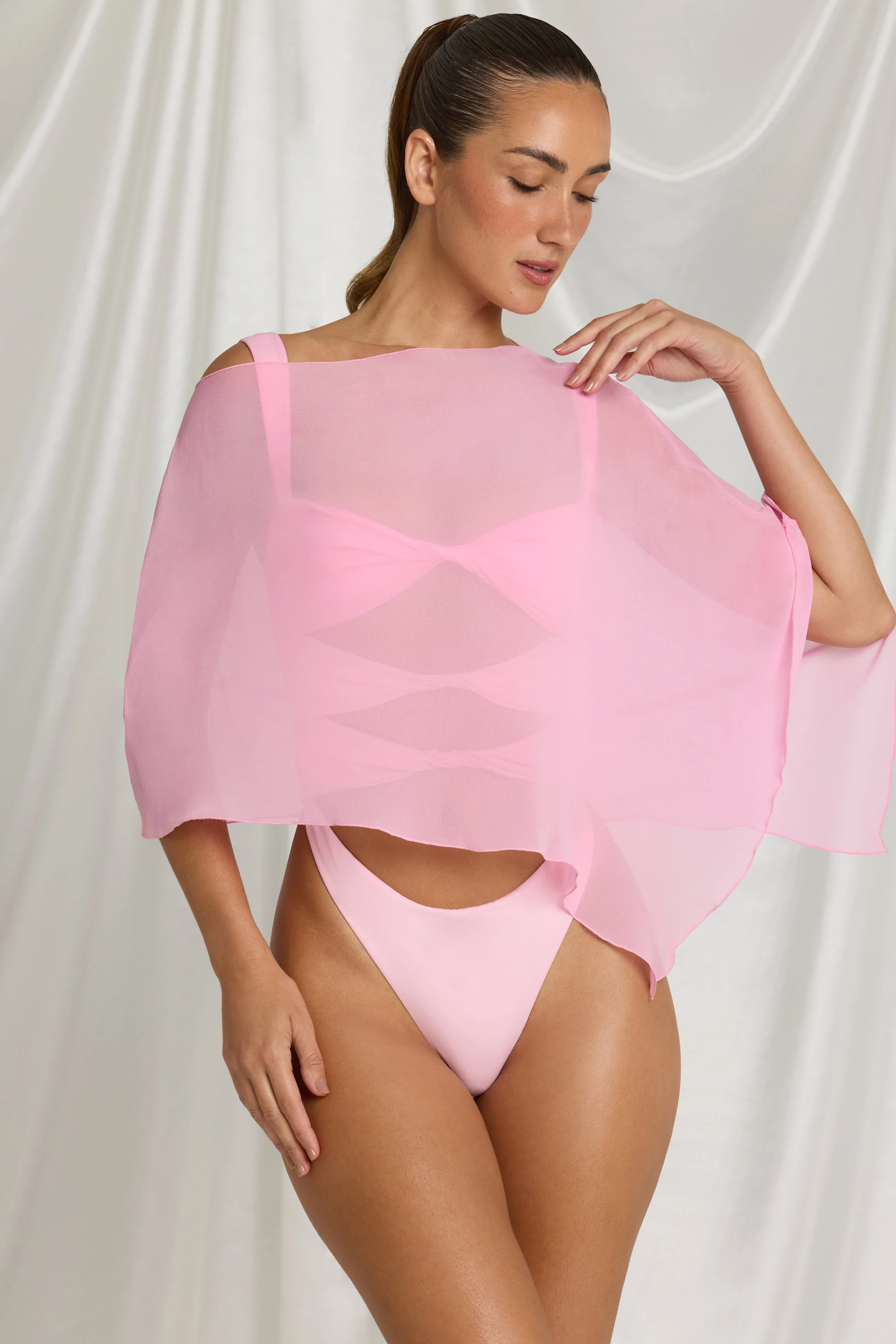 Sheer Poncho in Candyfloss Pink - Image 5
