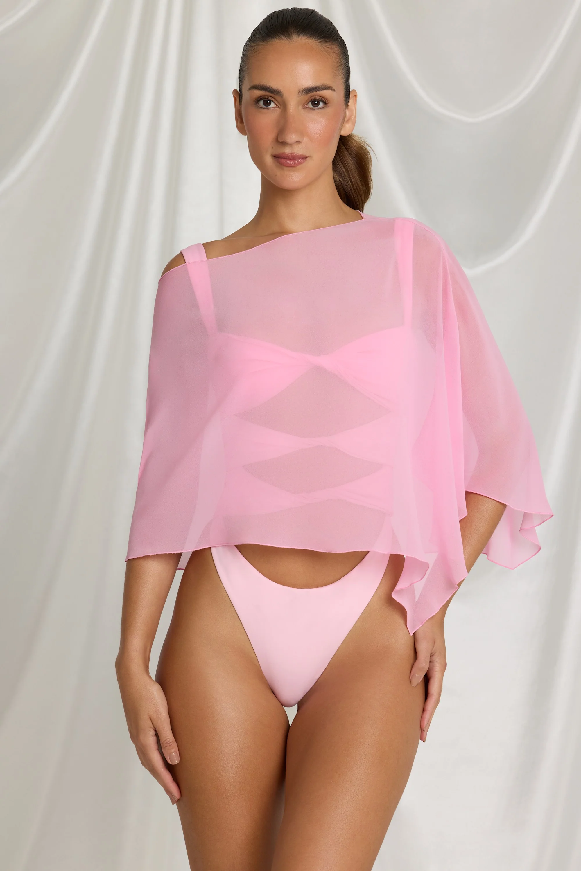 Sheer Poncho in Candyfloss Pink - Image 7