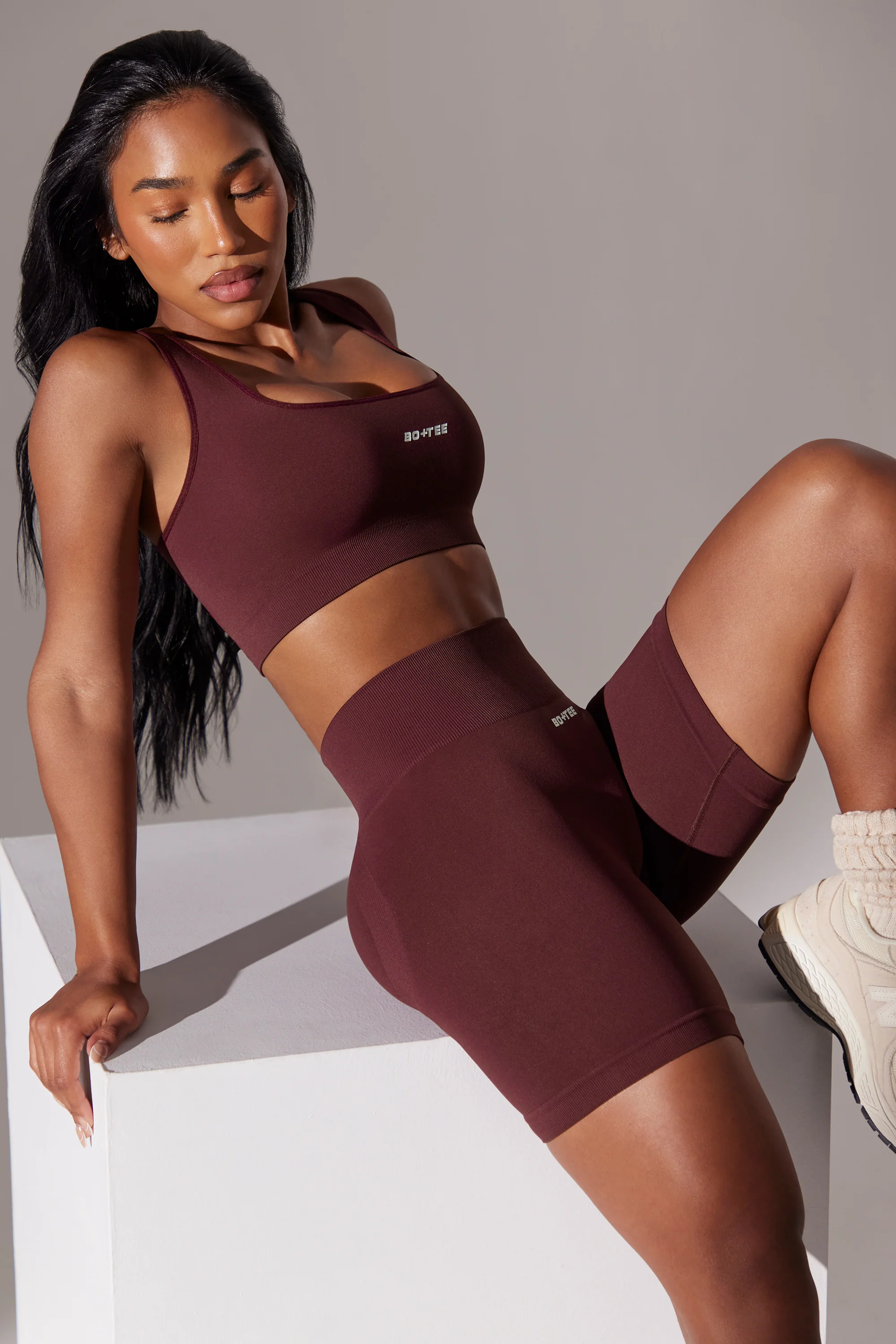 High Waist Super Sculpt Biker Shorts in Burgundy - Image 7